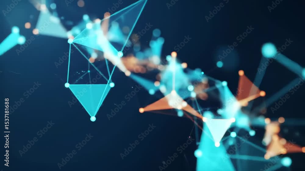 Aufkleber abstract network of connected points and lines on dark blue background