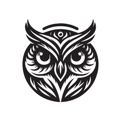 owl eye logo, editable vector image