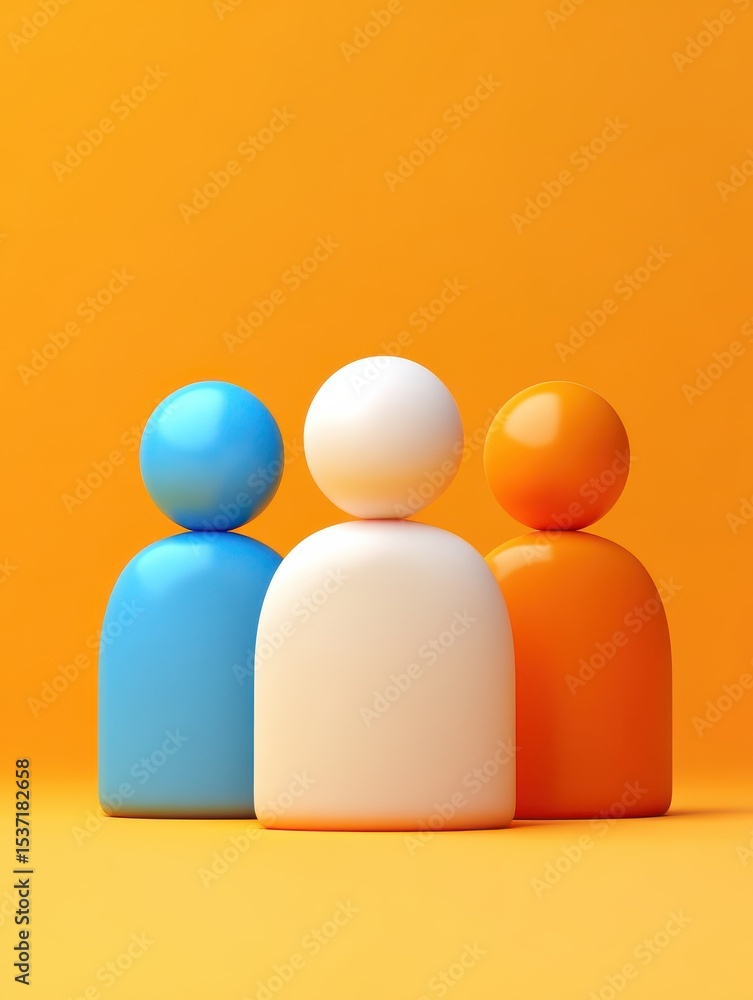 Poster 3d simple group user icon isolated. render group profile photo symbol ui. cartoon plastic style icon