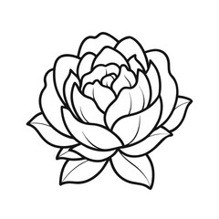 Peony Flower Outline Vector Icon – Minimal Line Art