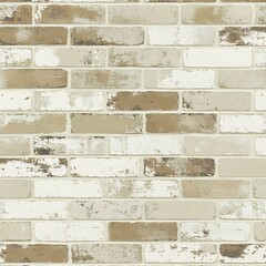 Tan and white brick wall with weathered and distressed surface texture