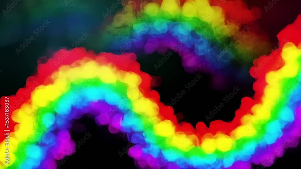 Poster abstract rainbow bokeh effect video frame with vivid colors and dark background