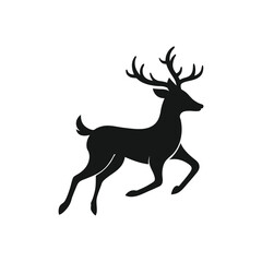 Wild deer running silhouette vector art illustration