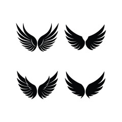 Wings icon silhouette set of vector illustration