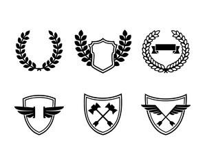Six classic heraldic shield silhouettes