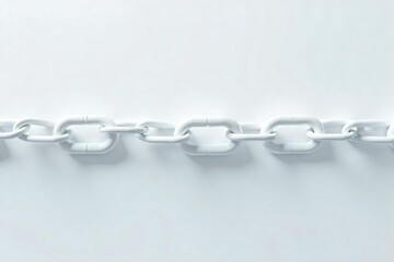 Fototapeta premium A series of white chains linked together, forming a continuous loop against a clean, bright background Perfect for concepts of connection, unity, and continuous improvement , chain, joined, seamless