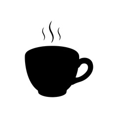 Hot coffee cup silhouette vector flat illustration design.