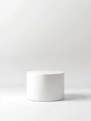 White podium mockup cylinder shape isolated on white background Pedestal stage or platform for product presentation with empty space for display photo template : Generative AI
