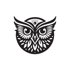 owl eye logo, editable vector image