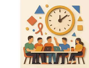 vector of a group of people having a meeting