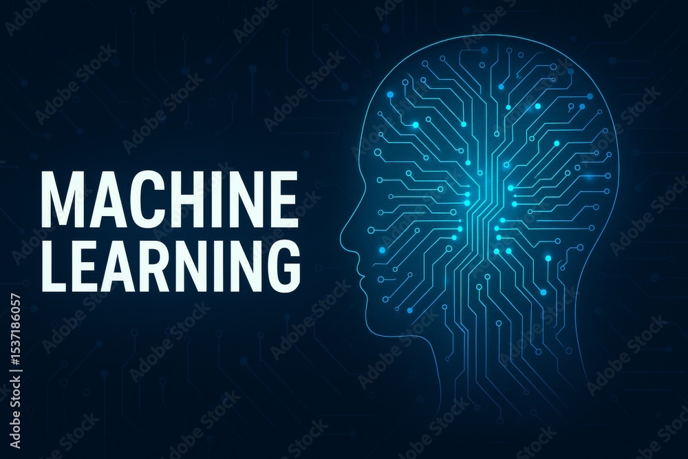 Aufkleber machine learning concept with circuit brain head