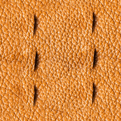 Seamless 4k photo texture material of light brown leather surface with loops elements.
