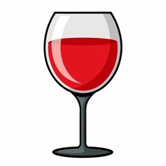 Red beverage in glass cartoon illustration design on white background
