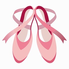 Ballet shoes pointe shoes dance shoes pink ribbons on white background
