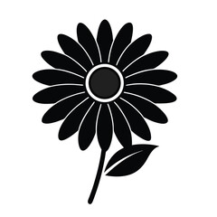 Minimal Daisy Flower Silhouette in Black Vector