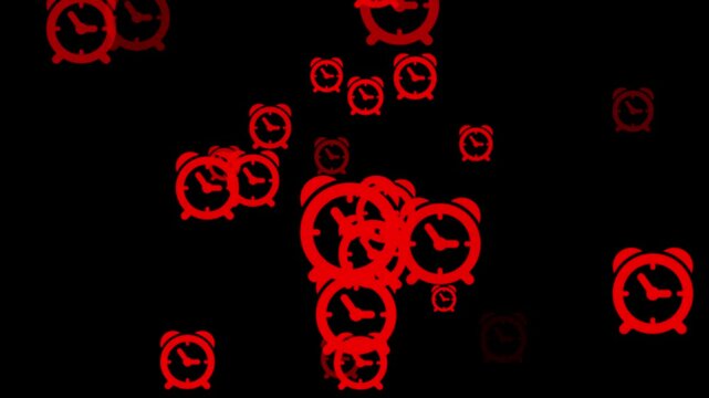 Glowing Radium Alram clock Motion Background. alarm clock time radium animation and  black background.4k video animation.