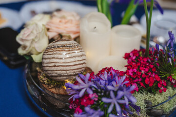Large Crystal Rock in a floral centerpiece