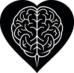 heart with brain vector