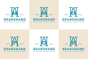 Letters WM WN WO WP WQ WR Monogram Serif Logo, for business with MW NM OW PW QW RW initials