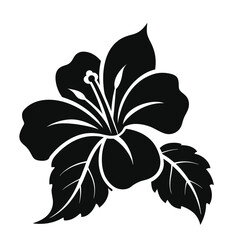 Obraz premium Black Hibiscus Silhouette Vector Icon Design