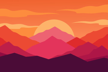 Majestic mountain landscape at sunset with a misty sky, showcasing a serene nature view