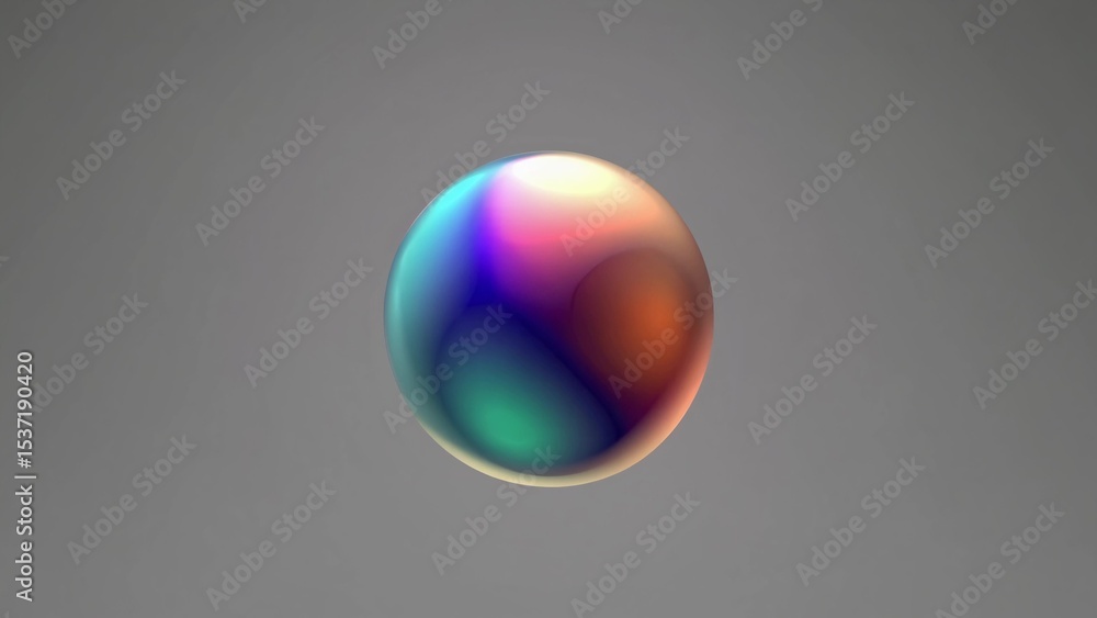 Poster iridescent sphere featuring a captivating blend of rainbow colors creates a vibrant visual against a