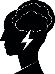 human head with brain silhouette vector on a transparent background