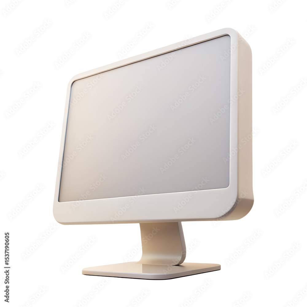 Poster modern white computer monitor isolated on transparent background