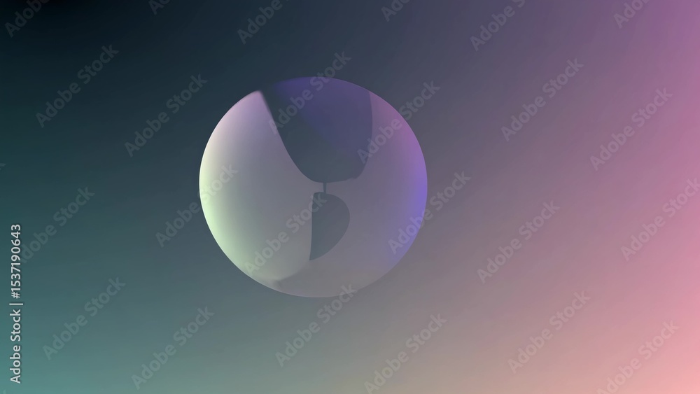 Poster abstract sphere with dynamic shapes and iridescent colors floats against a soft gradient backdrop, c