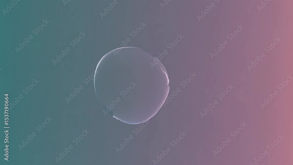 Poster minimalist image of a single soap bubble floating against a soft gradient background, creating a ser