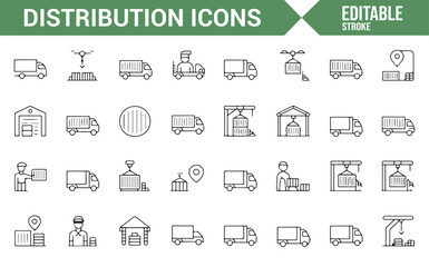 Editable Icons for Logistics, Distribution, and Shipping Projects