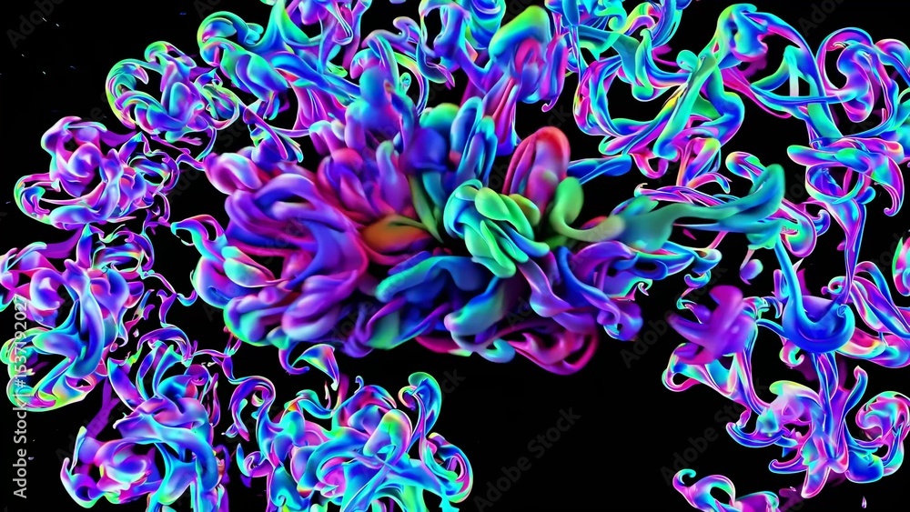 Aufkleber dynamic, colorful swirls form intricate abstract patterns against a dark backdrop, showcasing a mesm