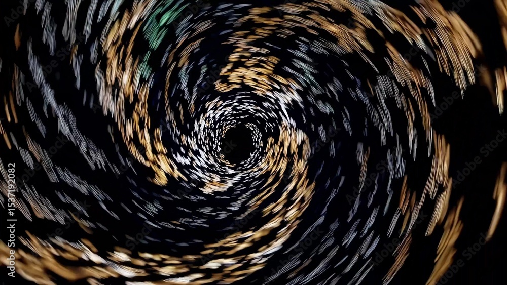 Poster colorful streaks of light swirl around a central void, creating a mesmerizing vortex against a dark 