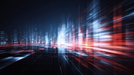 Dynamic Cityscape with Light Trails and Futuristic Architecture