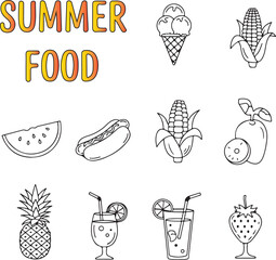 set of Delicious Summer Food Collection Ice Cream, Salads & Refreshing Drinks | High-Quality Stock Images for Seasonal Food Themes – Ideal for Menus, Blogs, Ads & Social Media