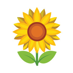 Flat Sunflower Floral Vector Design Icon