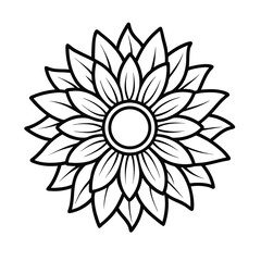 Sunflower Outline Vector Icon for Minimal Design