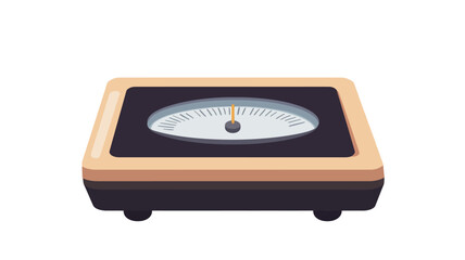 A digital illustration of a vintage analog scale. The scale is depicted from a slightly high angle, showing its top surface and sides. The scale is rectangular with a beige or light brown frame and