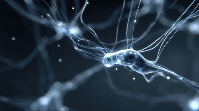 Neuronal Network: Illuminated Neurons with Dendrites and Axons