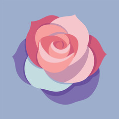 3D Soft Pink Rose Vector with Layered Petals and Minimal Floral Design