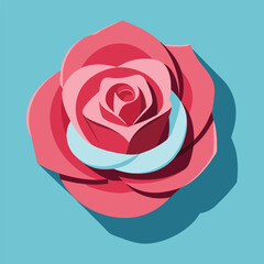 3D Paper Layered Rose Vector Illustration with Illusion Floral Design