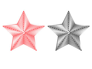 Abstract geometric red and black star shape with a halftone effect vector design 