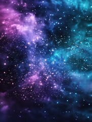 Fototapeta premium Dreamy abstract background with shimmering stars in deep purple and teal hues.
