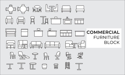 Furniture icon commercial Floor plan icons set for interior design.architectural project furniture elements for commercial project.