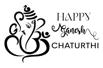 Happy Ganesh Chaturthi text. vector Illustration of lord Ganpati for Ganesh Chaturthi. Lord Ganesh 