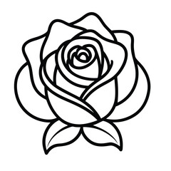Elegant Rose Outline Vector Icon Design