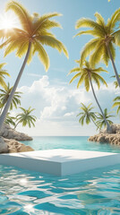 Fototapeta premium Tropical Beach Palm Trees and Platform