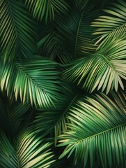 close up of tropical palm leaves