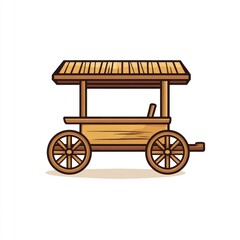 Fototapeta premium Cartoon wooden cart with a roof