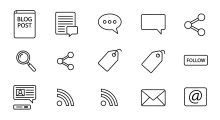 Simple Line Icons Blog, Social Media, and Communication Symbols